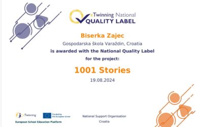 TWINNINGOV PROJEKT „1001 STORIES“ NAGRAĐEN NACIONALNOM OZNAKOM KVALITETE