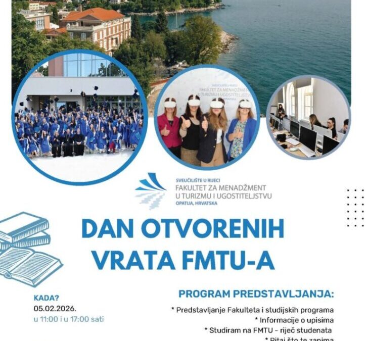 Dani otvorenih vrata Fakulteta za menadžment u turizmu i ugostiteljstvu – poziv učenicima