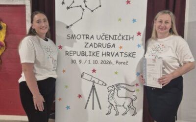 OSVOJENO 2. MJESTO NA 38. SMOTRI UČENIČKIH ZADRUGA – kategorija Istraživački radovi